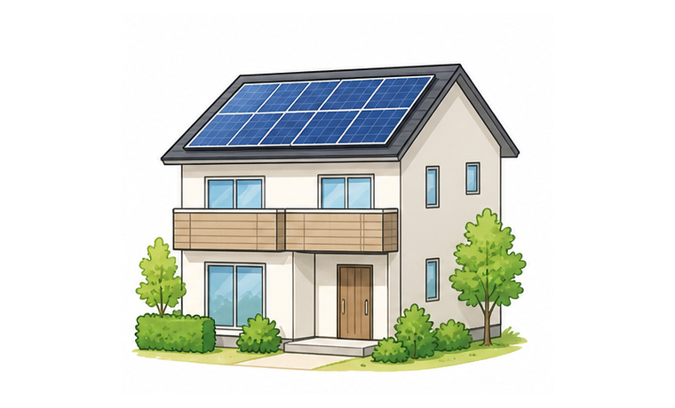 既に建っている住宅に太陽光発電を後付けするイメージ